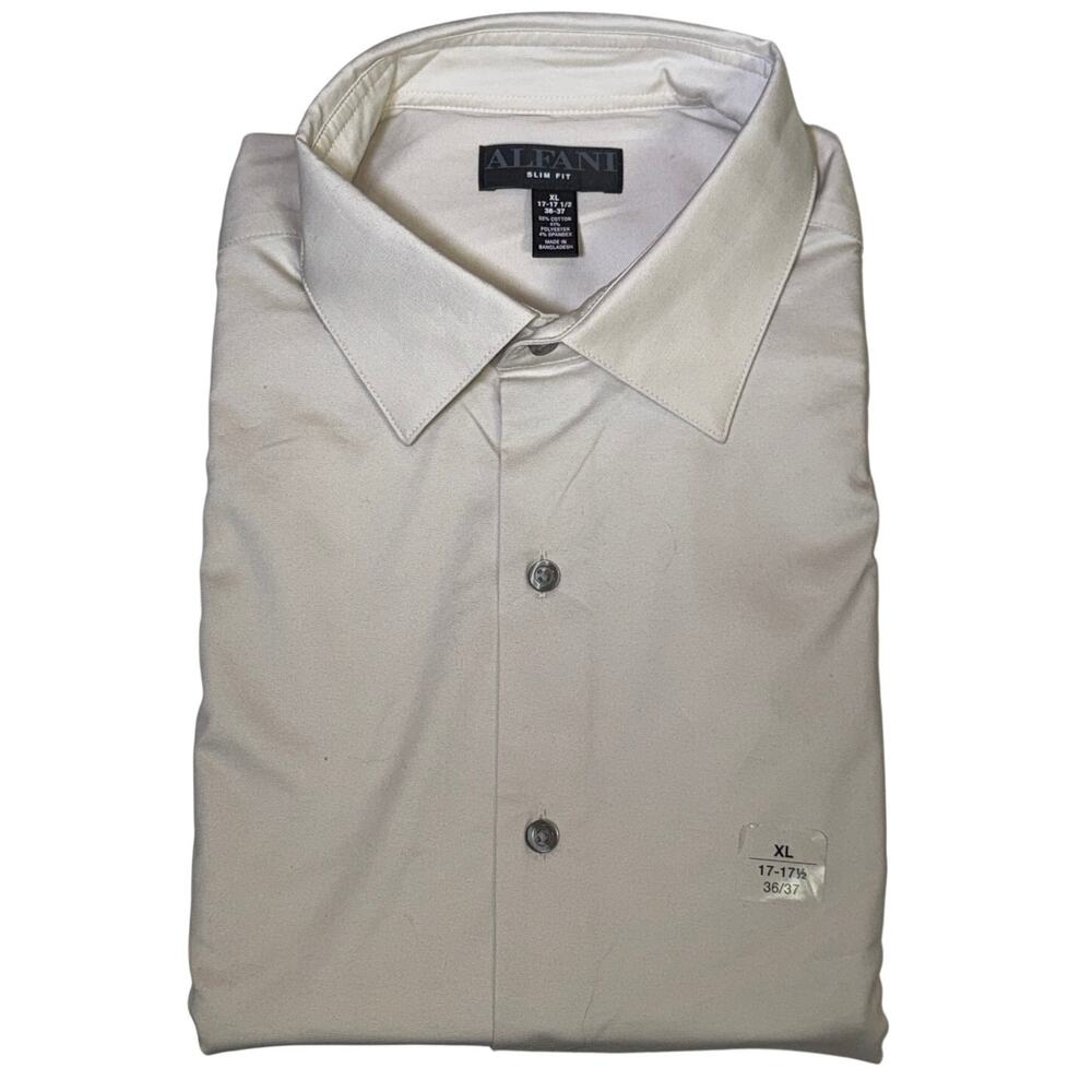 Alfani Men's Slim-Fit Temp Regulating Dress Shirt, Tan 17-17.5 36-37 $65